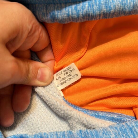Under Armour 14 Heather Blue Neon Orange Pullover Hoodie Sweatshirt - Picture 10 of 11